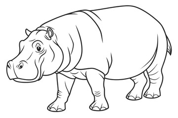 Fototapeta premium coloring page line art the hippopotamus black vector