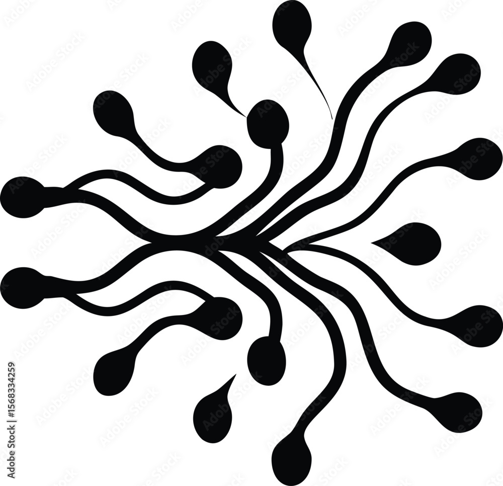 Aufkleber abstract black and white organic shape design with rounded teardrop elements connected by wavy lines