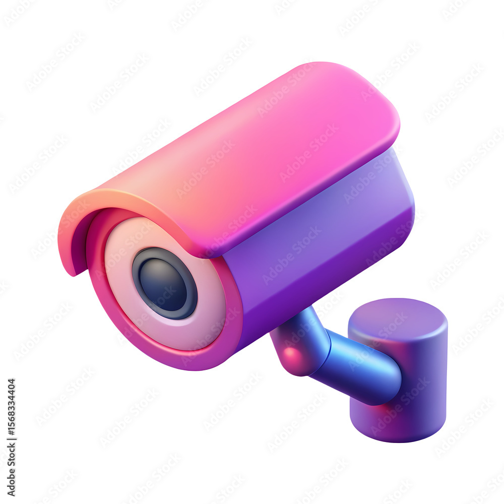 Poster high-tech surveillance camera with enhanced features on a transparent backdrop for security and moni