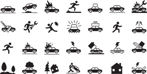 Fototapeta premium “Car Trouble & Roadside Emergency Icons Collection”