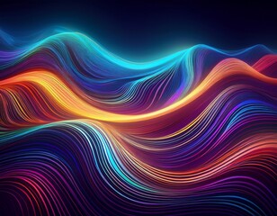 Obraz premium abstract glowing wavy lines digital art background illustration