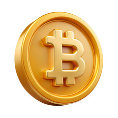 Obraz premium Golden Bitcoin Cryptocurrency Coin Illustration on Transparent Background for Digital Finance and Investment