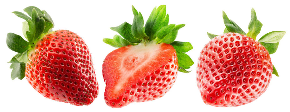 collection of strawberries isolated on a white background