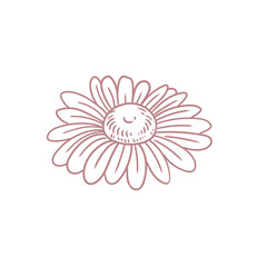 Fototapeta premium Original illustration of daisy flowers, minimalist ink line drawing