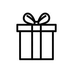 Elegant outline of a gift box with a bow presents a minimalist design perfect for holiday, birthday, or special occasion designs, transparent background