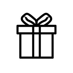 Minimalist drawing showcases a black gift box with a ribbon, perfect for conveying holiday greetings or special occasion themes, transparent background