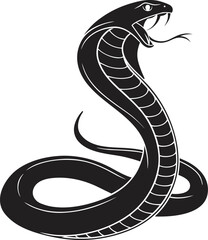 Fototapeta premium Vector art of a cobra snake with its hood flared, isolated on white background