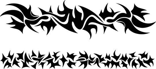 Black tribal flame shapes and abstract sharp elements vector design