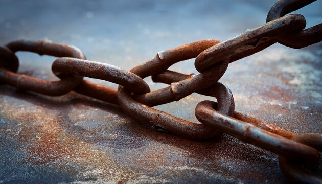 rusty metal chain broken tariffs tension