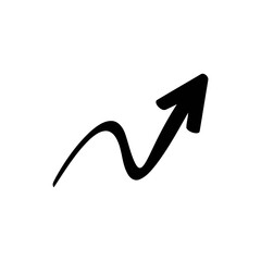 Minimalist Black Curved Upward Arrow Icon – Simple Business Growth and Trend Direction Symbol on White Background