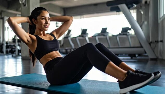 woman doing sit-ups in gym