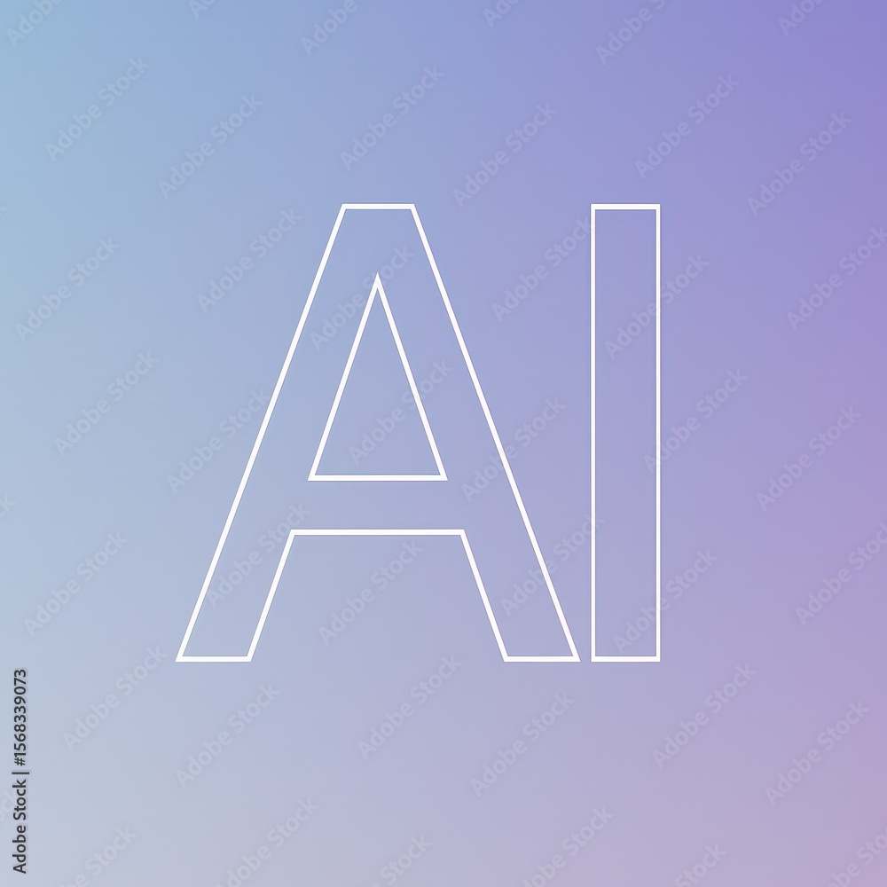Fototapete ai text on soft pastel color background, minimalistic and conceptual graphic element.