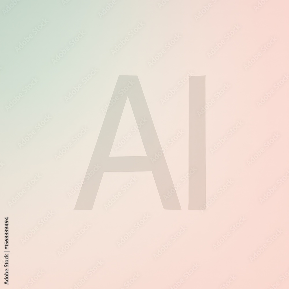 Poster a modern representation of artificial intelligence, with the initials 