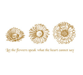 Vintage Flower Illustration with Poetic Quote – Hand Drawn Botanical Line Art