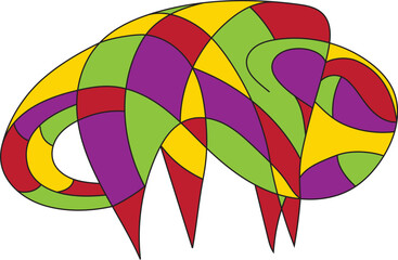 Abstract painting of a bison in bright colors