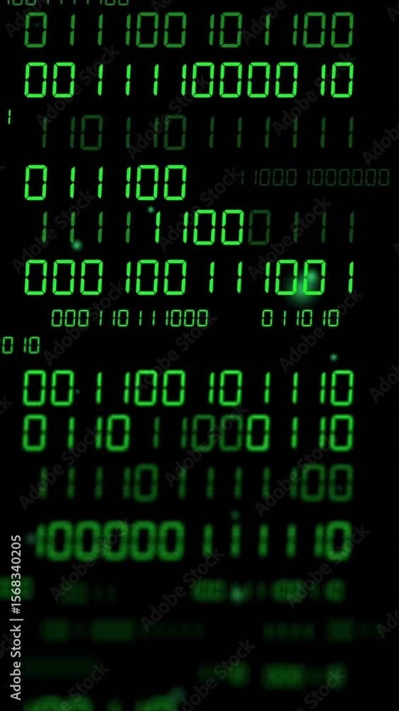 Poster binary code animation overlaying american flag background