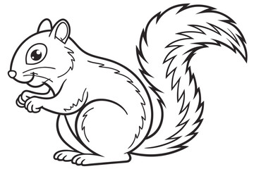 coloring page line art the squirrel black vector