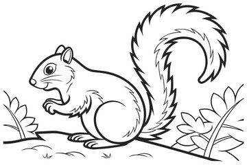 coloring page line art the squirrel black vector