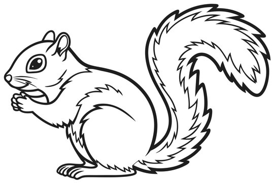 coloring page line art the squirrel black vector