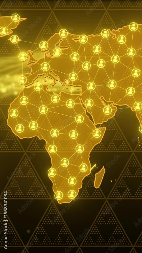 Poster global network connections and data points animation over world map