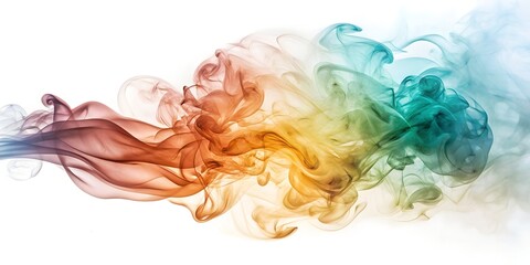 Colorful smoke swirls isolated on white background