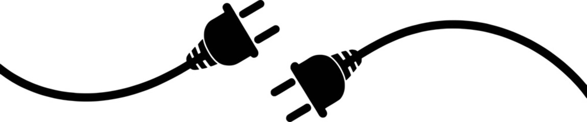 Black electrical plugs and cables vector design power cord electricity