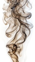 Brown smoke swirls gracefully isolated on white background