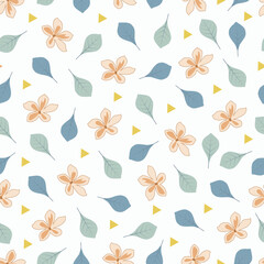 Pink pastel flowers seamless pattern. Floral vector surface design of Scandinavian flowers