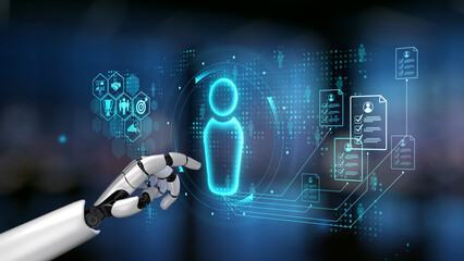 AI artificial intelligence transforms hiring with digital recruiters, virtual HR assistants, and smart matching tools for modern talent acquisition. Epoch