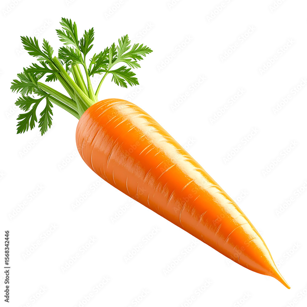 Aufkleber vibrant orange carrot with tiny leafy top and soft 3d texture on transparent background