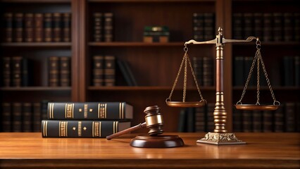 Law office justice scales gavel books image