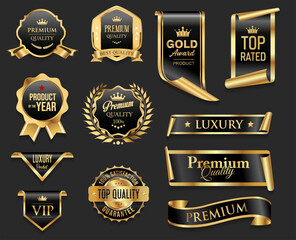 Elegant sale and premium quality frame badge and label collection Luxury royal design stock illustration