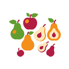 Colorful Assortment of Fruits-Featuring Apples-Pears and Plums-Perfect for Healthy Eating Inspiration-Vibrant Fruit Illustration-Ideal for Nutrition Education Materials