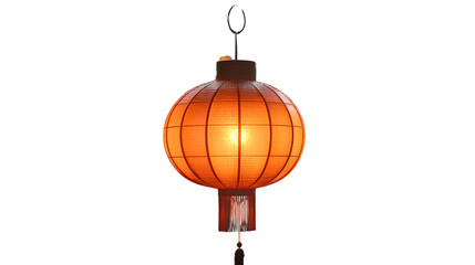 Traditional Chinese red lantern with glowing light. Transparent PNG. festive hanging decoration for celebrations, festivals, or cultural events