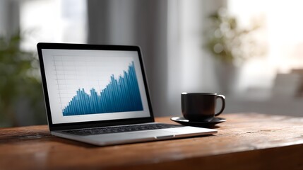 Fototapeta premium Graph showing income and expense growth on laptop screen