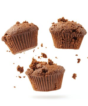 chocolate chip muffin isolated