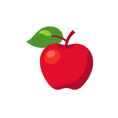 Fototapeta premium Fresh Red Apple Illustration- Healthy Fruit Graphic- Isolated Apple with Green Leaf- Vibrant and Simple Apple Image- Perfect for Design Projects