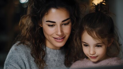 Mother teaching her daughter financial management skills with love and care