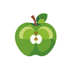 Green Apple Image-Halved Apple-Healthy Fruit-Fresh Apple-Fruit Illustration-Apple Clipart-Simple Fruit Image