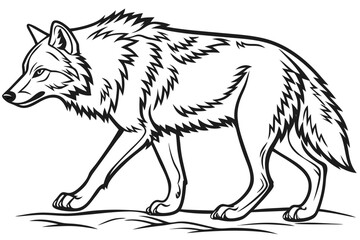 coloring page line art the wolf black vector