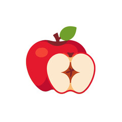 Red Apple-Half Apple-Healthy Fruit-Fresh Fruit-Best Fruit-Delicious Apple-Yummy Fruit-Nutritious Snack-Healthy Eating-Best Snacks-Fruit Image-Fresh Produce-Fruit Illustration-Fruit Vector