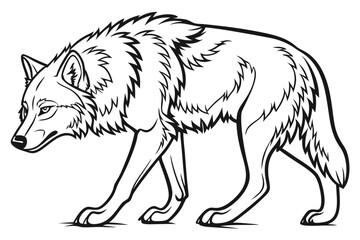 coloring page line art the wolf black vector