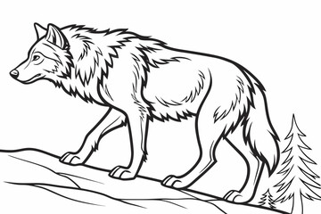 coloring page line art the wolf black vector