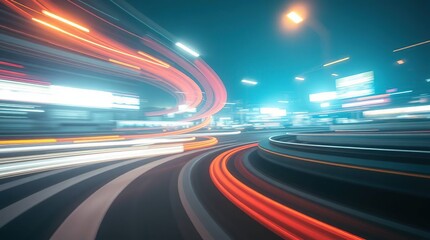 Obraz premium Long exposure lights create motion blur