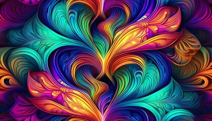 fractal patterns vibrant neon spectrum seamless