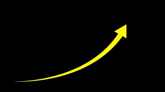 Growing business arrow on black. Profit arow .Business concept, growing chart. Concept of sales symbol icon with arrow moving up. Economic Arrow