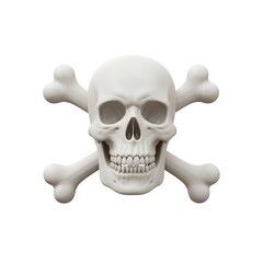 Fototapeta premium Pirate Danger Illustration with White Skull and Crossbones – Classic Symbol of Warning and Adventure, Isolated on White or Transparent Background