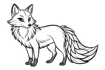 coloring page line art the fox black vector