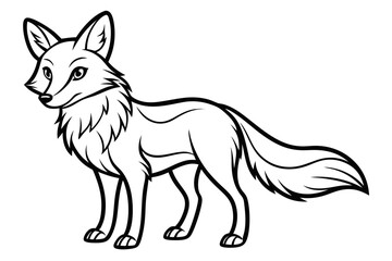 coloring page line art the fox black vector