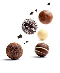 chocolate candies on white background